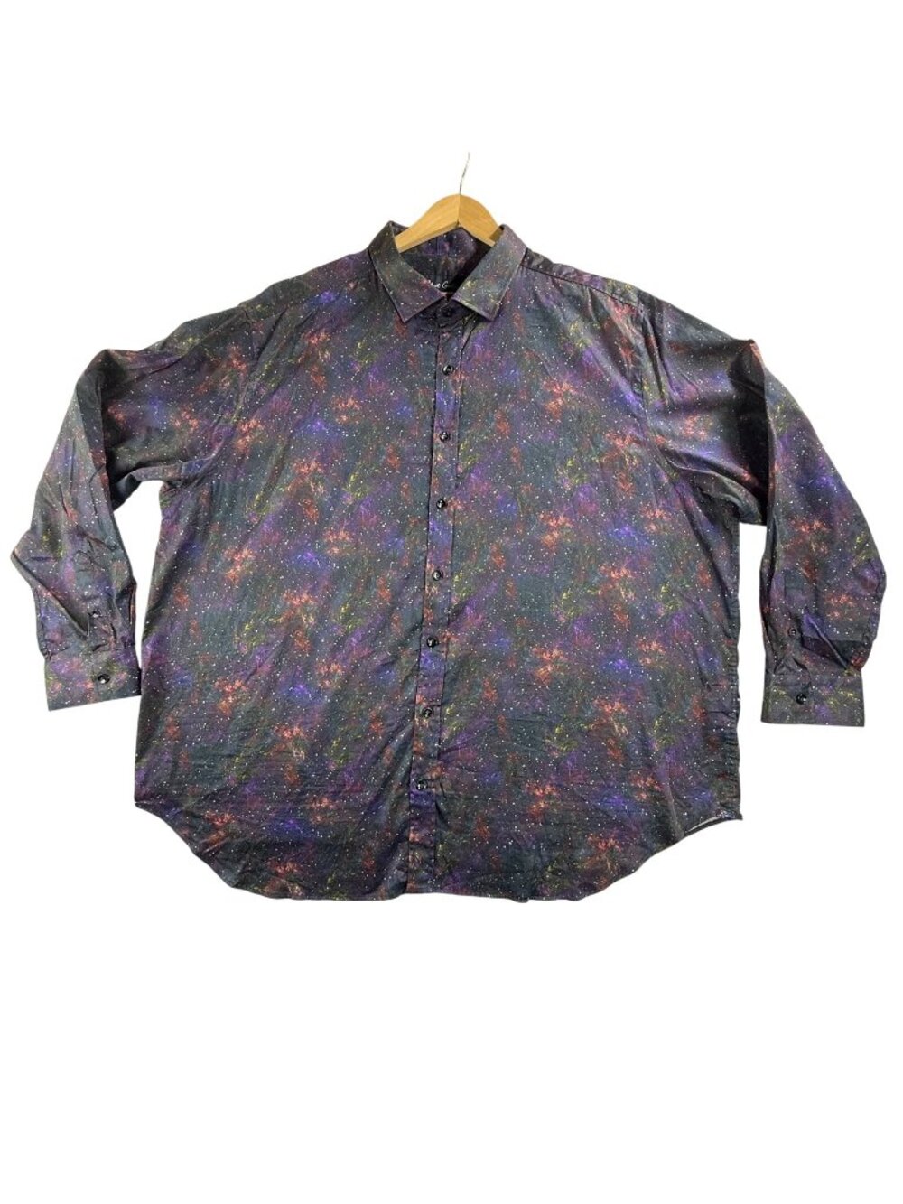 Robert Graham Shirt Men 3XL Multicolor Galaxy Button Up Long Sleeve Stretch AOP
